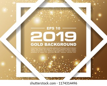 2019 greetings. 3d flow shapes. gold Liquid wave modern background. Vector graphic. eps 10 