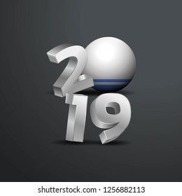 2019 Grey Typography with Altai Republic Flag. Happy New Year Lettering