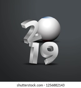 2019 Grey Typography with Crimea Flag. Happy New Year Lettering