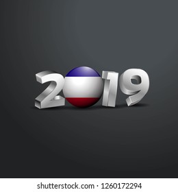 2019 Grey Typography with Los Altos Flag. Happy New Year Lettering