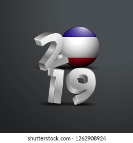 2019 Grey Typography with Los Altos Flag. Happy New Year Lettering