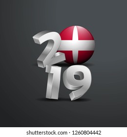2019 Grey Typography with Sovereign Military order of Malta Flag. Happy New Year Lettering