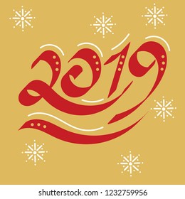 2019 hand drawing.   Template design cards, posters, invitations. Vector illustration.
