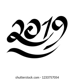 2019 hand drawing.   Template design cards, posters, invitations. Vector illustration.