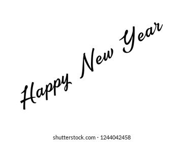 2019 Hand Written Lettering on a White Background. Happy New Year Card Design. Vector illustration