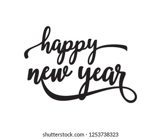 2019 hand written lettering on a white background. Happy New Year card design. Vector illustration EPS 10 file
