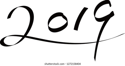 2019 hand written lettering, Vector illustration EPS 10 file.
