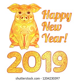 2019 Happy Chinese New Year. Lunar New Year of Pig.
