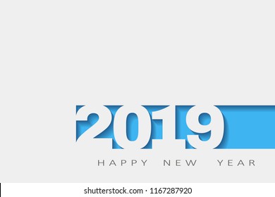 2019 happy new year, abstract design 3d, Vector white paper. vector illustration