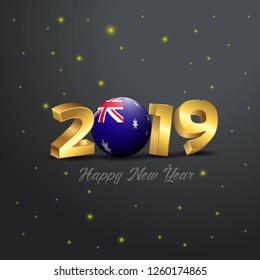 2019 Happy New Year Australia Flag Typography. Abstract Celebration background