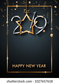 2019 Happy New Year Background for your Seasonal Flyers and Greetings Card or Christmas themed invitations