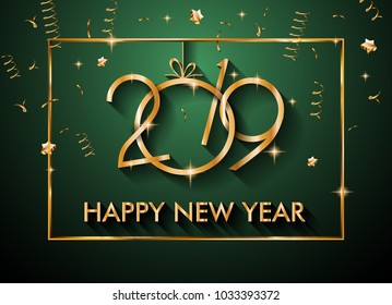 2019 Happy New Year Background for your Seasonal Flyers and Greetings Card or Christmas themed invitations