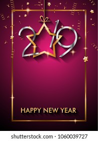 2019 Happy New Year Background for your Seasonal Flyers and Greetings Card or Christmas themed invitations
