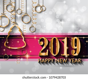 2019 Feliz Año Nuevo fondo para tu tarjeta de volantes y saludos de temporada o invitaciones temáticas de Navidad