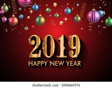 2019 Happy New Year Background for your Seasonal Flyers and Greetings Card or Christmas themed invitations