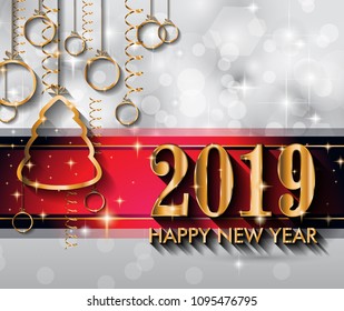 2019 Happy New Year Background for your Seasonal Flyers and Greetings Card or Christmas themed invitations