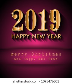2019 Happy New Year Background for your Seasonal Flyers and Greetings Card or Christmas themed invitations