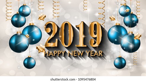 2019 Happy New Year Background for your Seasonal Flyers and Greetings Card or Christmas themed invitations