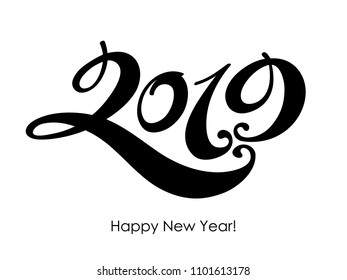 2019 Happy New Year background with number. Christmas winter holidays design. Seasonal greeting card, calendar, brochure template.