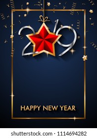 2019 Happy New Year Background for your Seasonal Flyers and Greetings Card or Christmas themed invitations