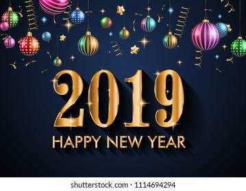 2019 Happy New Year Background for your Seasonal Flyers and Greetings Card or Christmas themed invitations