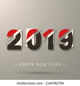 2019 Happy New Year background. Modern design for cover, greeting card, printing products, party flyer, presentation, brochures or booklet. Vector illustration.