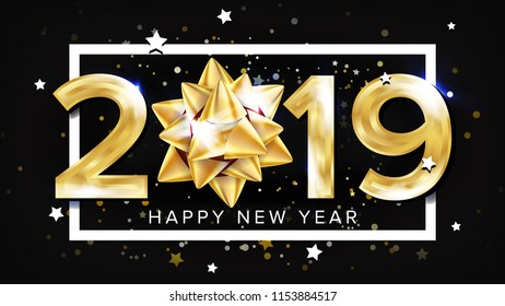 2019 Happy New Year Background Vector. Holiday Of 2019 Year. Premium Luxury. Christmas.  Illustration
