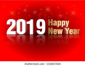 2019 Happy New Year Background for your Seasonal Flyers. red background.