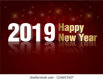 2019 Happy New Year Background for your Christmas themed invitations. dark red background.
