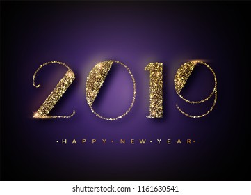 2019 Happy New Year Background for your Seasonal Flyers and Greetings Card or Christmas themed invitations. Banner with 2019 Numbers on trendy ultraviolet Background. Vector illustration.