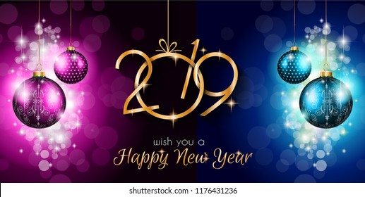 2019 Happy New Year Background for your Seasonal Flyers and Greetings Card or Christmas themed invitations