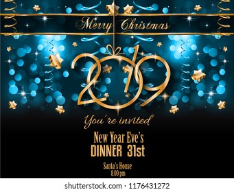 2019 Happy New Year Background for your Seasonal Flyers and Greetings Card or Christmas themed invitations