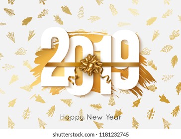 2019 Happy New Year background. Vector illustration