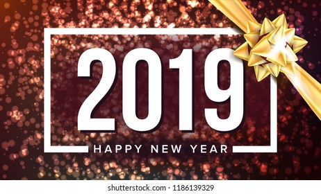 2019 Happy New Year Background Vector. Holiday Of 2019 Year. Premium Luxury. Merry Christmas. Illustration