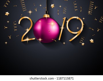 2019 Happy New Year Background for your Seasonal Flyers and Greetings Card or Christmas themed invitations