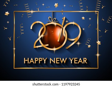 2019 Happy New Year Background for your Seasonal Flyers and Greetings Card or Christmas themed invitations