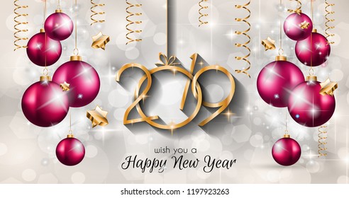 2019 Happy New Year Background for your Seasonal Flyers and Greetings Card or Christmas themed invitations