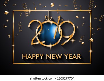 2019 Happy New Year Background for your Seasonal Flyers and Greetings Card or Christmas themed invitations