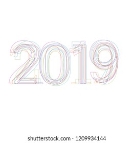 2019 Happy New Year, Background Greetings Card Design Element