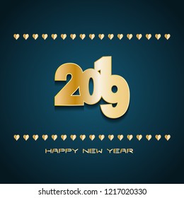 2019 Happy New Year, Background Greetings Card Design Element