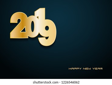 2019 Happy New Year, Background Greetings Card Design Element