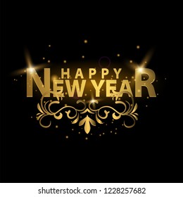2019 Happy New Year Background. Luxury concept with golden color. suitable for Seasonal Flyers and Greetings Card