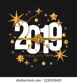 2019 Happy New Year background. Vector illustration
