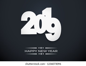 2019 Happy New Year, Background Greetings Card Design Element