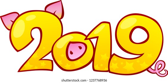 2019 Happy New Year background
Happy chinese new year 2019
Yellow Earthy Pig is a Symbol of the New 2019 Year.

Seasonal greeting card, calendar, brochure template. Happy New Year card design.