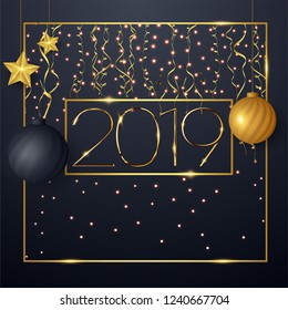 2019 Happy New Year Background for your Seasonal Flyers and Greetings Card or Christmas themed invitations