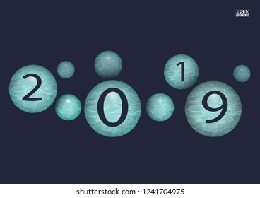 2019 Happy New Year background with christmas ball. Eps10 Vector illustration.