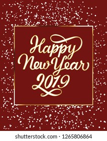 2019 Happy New Year background winter holidays design. Seasonal greeting card, calendar, brochure template. vector Illustration