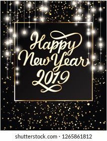 2019 Happy New Year background winter holidays design. Seasonal greeting card, calendar, brochure template. vector Illustration