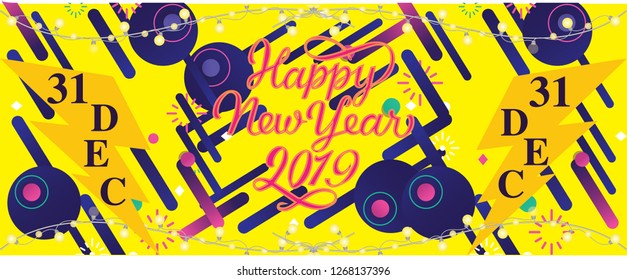 2019 Happy New Year background winter holidays design. Seasonal greeting card, calendar, brochure template. vector Illustration